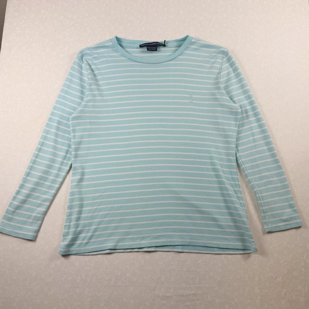 Vintage Ralph Lauren Sport Striped Long Sleeve — Size L 🩵
